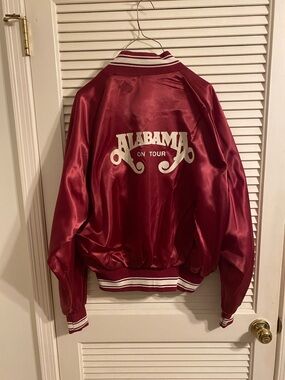 Vintage 80s Alabama On Tour Satin Bomber Jacket - Crimson & White